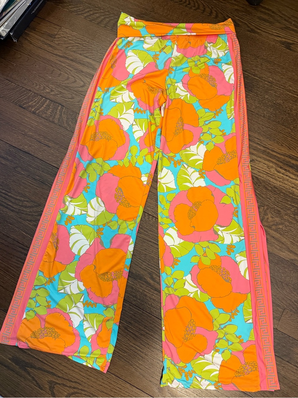 TRINA TURK PLAYA DE FLOR PULL-ON WIDE-LEG COVER-UP PANTS Medium